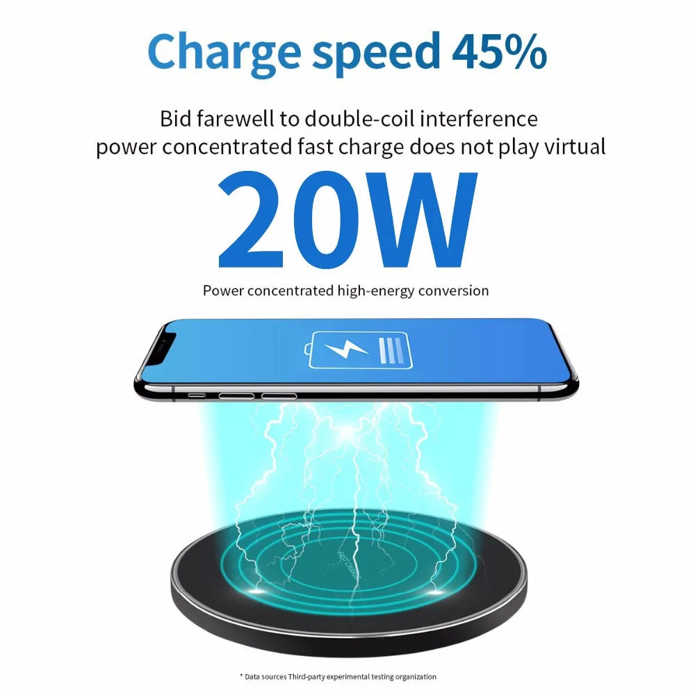 20W Qi Wireless Charger: Fast Charging for iPhone, Samsung, Xiaomi, Huawei, and More!