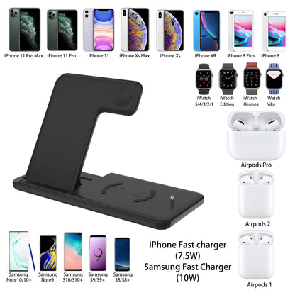 4-in-1 Wireless Charger Stand: iPhone 12, iWatch 6, AirPods Pro Dock Station